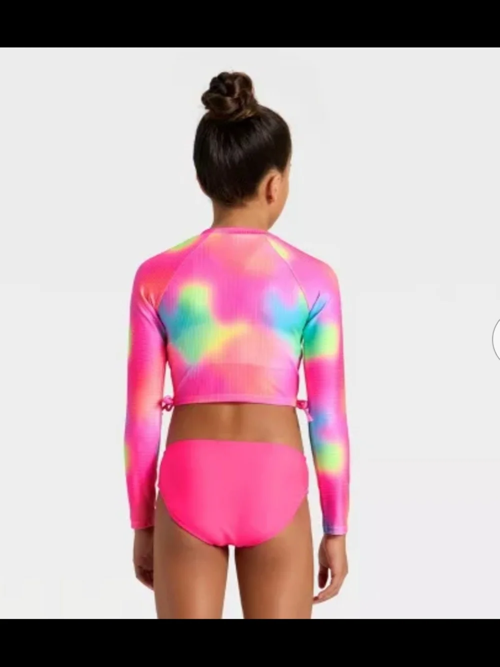 Girls' Long Sleeve Whirlpool Rainbow Bikini Set. Cat & Jack Pink Sz M(8) & XL(14